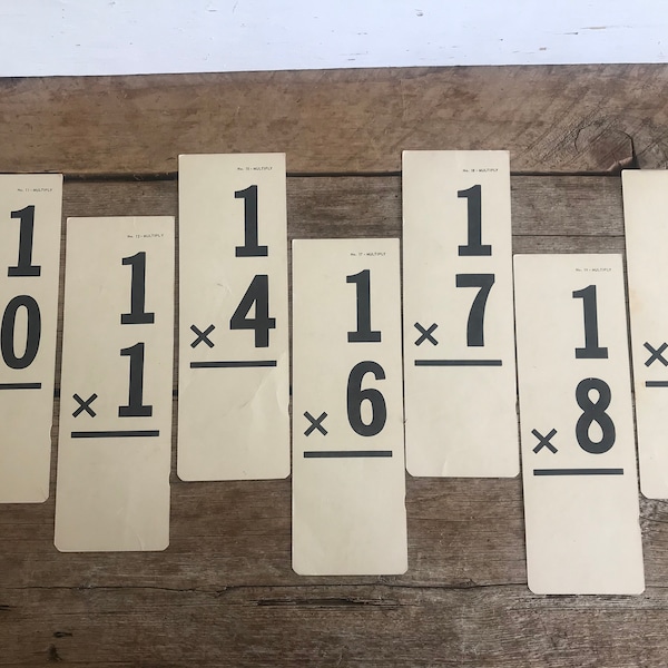 Vintage Multiplication Flash Cards // ONE // Choose One // Gallery Wall