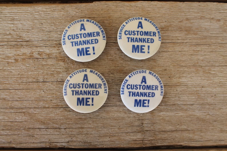 Vintage Customer Service Buttons Set of 4 Vintage Lapel  