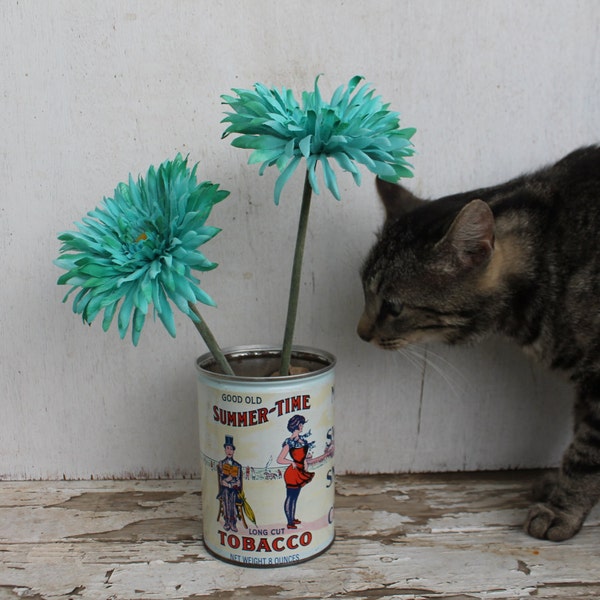 Vintage Summer-Time Tobacco Can // Collectible Can // Vintage Tobacciana