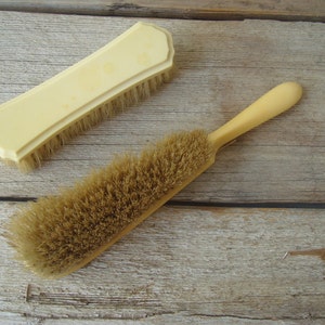Pinceles antiguos de marfil Pyralin Dubarry // Pinceles de tocador coleccionables // Pinceles de crin de caballo
