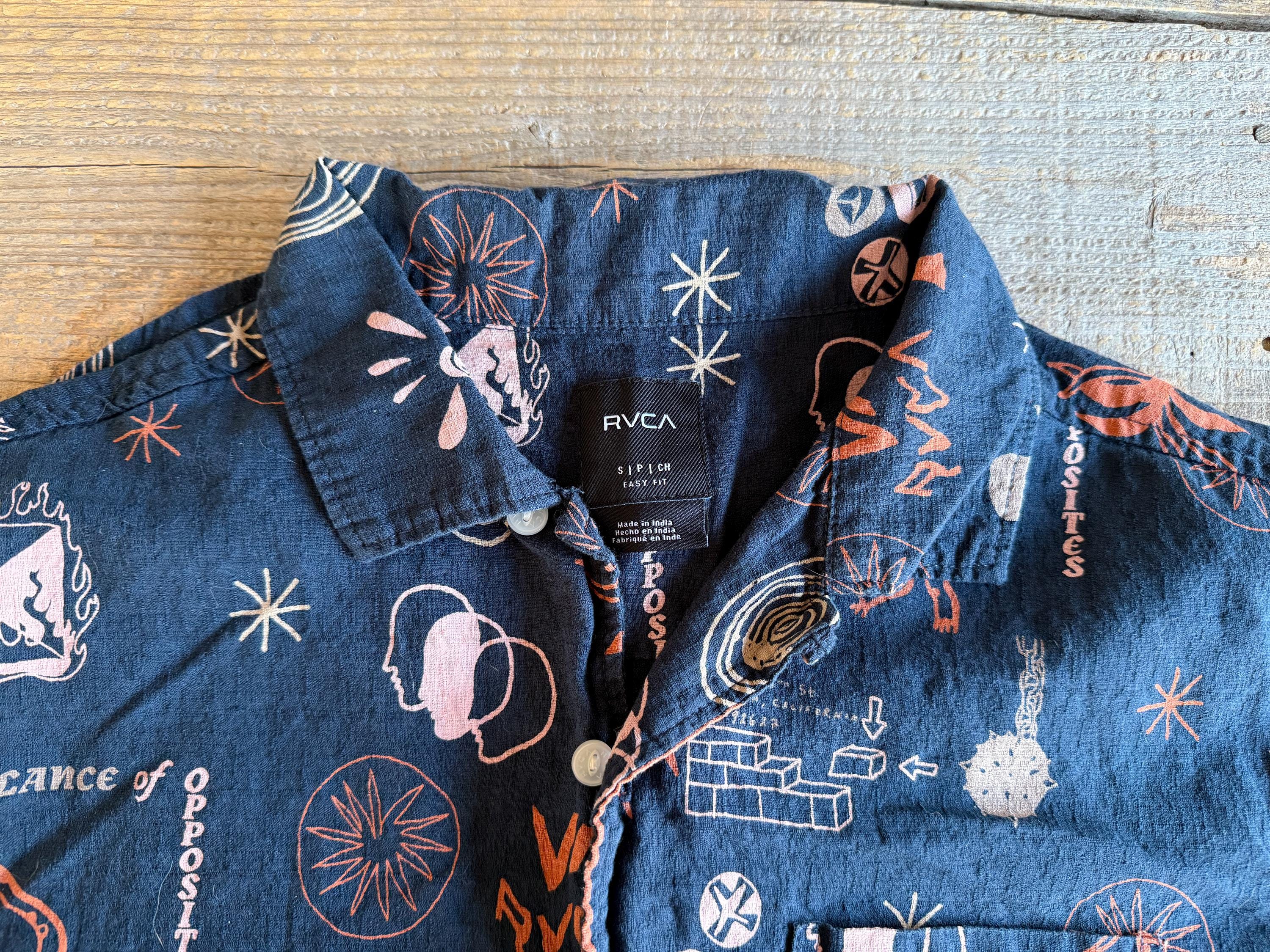 RVCA Nautical Hawaiian Shirt: Cotton Linen Blend, Size S - Etsy