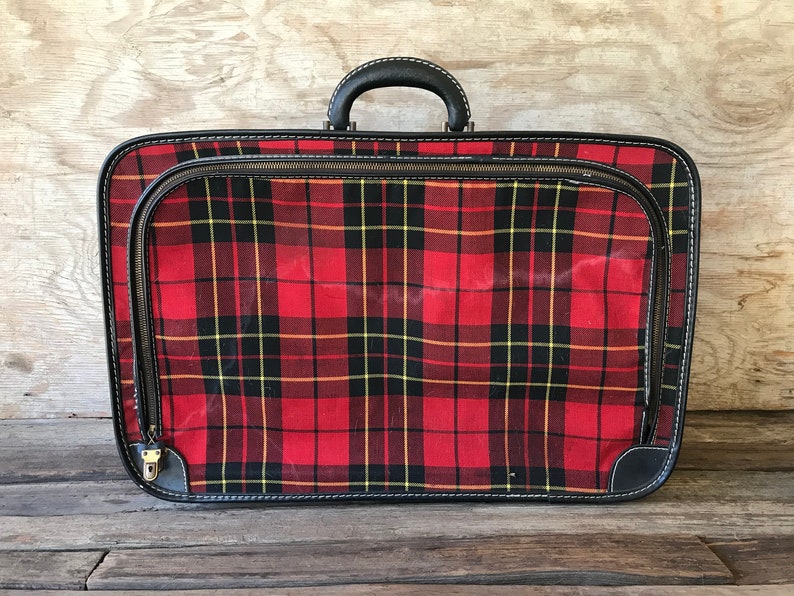 Vintage Red Plaid Suitcase Vintage Luggage Vintage Wedding Vintage Christmas