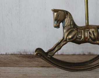 Vintage Brass Rocking Horse Candle Holder