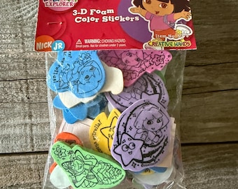 Vintage Dora the Explorer 3-D Foam Color Stickers, 2003 New in Package