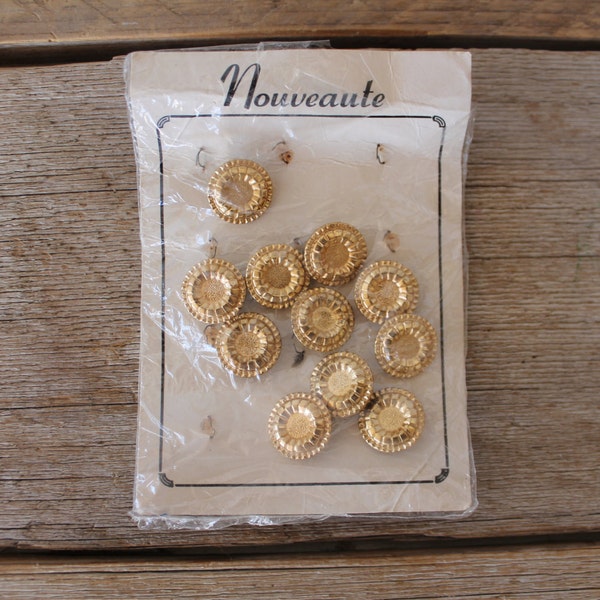 Vintage Gold Nouveaute Buttons, Set of 11