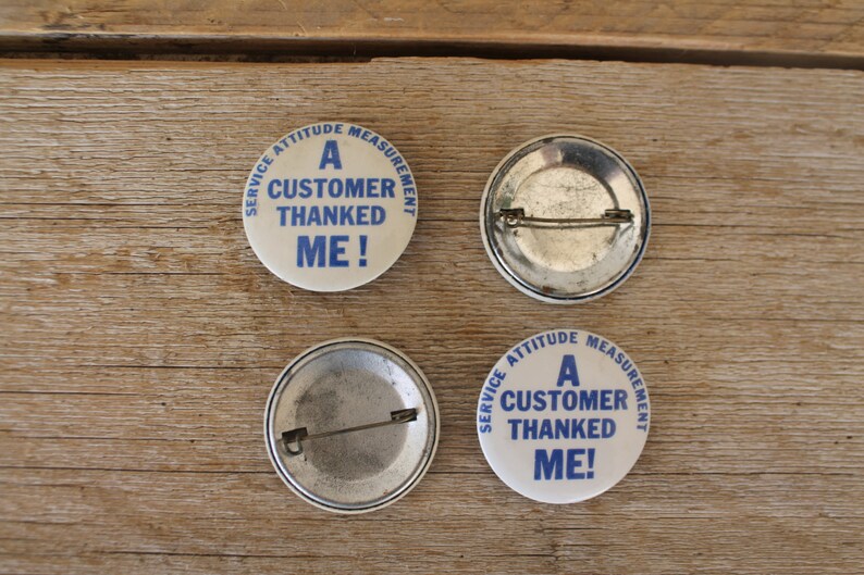 Vintage Customer Service Buttons Set of 4 Vintage Lapel  