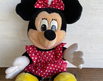 Vintage Minnie Mouse Plush, 16" Red Polka Dot Dress