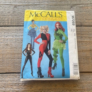 OSKRIVEN Saknar Storlek D5 McCall's Kostymer M7269 // Cosplay Komiker Skurk Harley Quinn Poison Ivy CatWoman Unitard Bodysuit // Storlek 12-20
