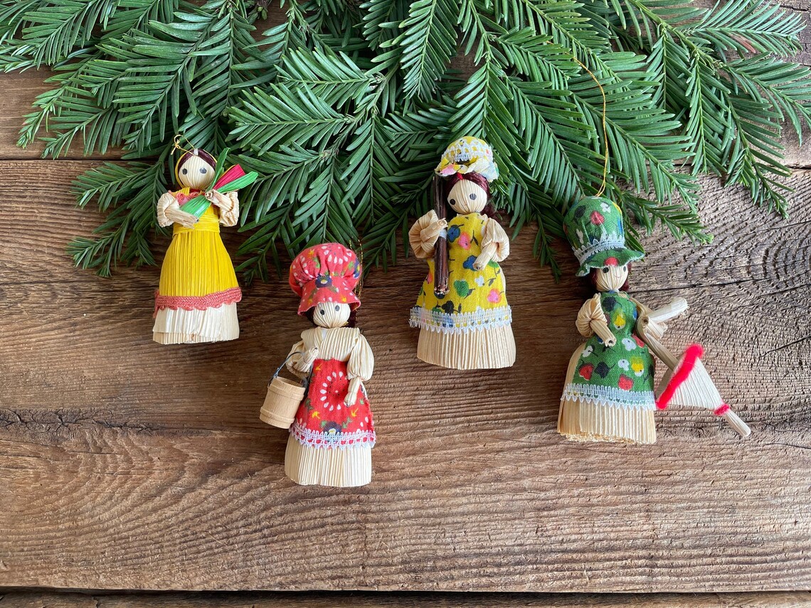Vintage Corn Husk Doll Ornaments // You Choose // Husk People Etsy