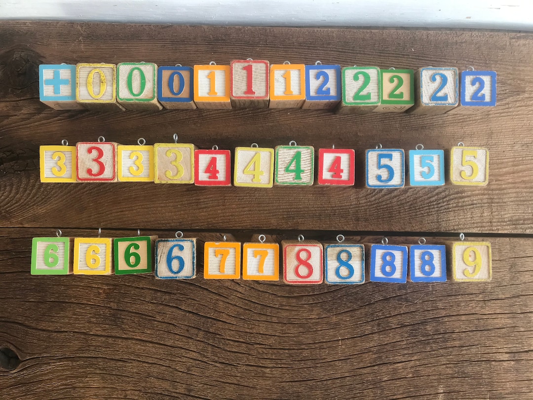 Vintage Number Wooden Block Ornament // You Choose // Different Numbers ...