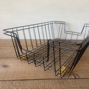 XL Vintage Letter Tray //  Black Wire Tray with Rubber Feet // Vintage Office, Organization