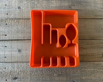 Organizador de gaveta Rubbermaid laranja vintage // Bandeja de talheres // Utensílios domésticos vintage