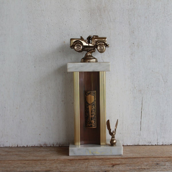 Vintage Car Trophy // Marble & Brass Trophy // Made in Italy