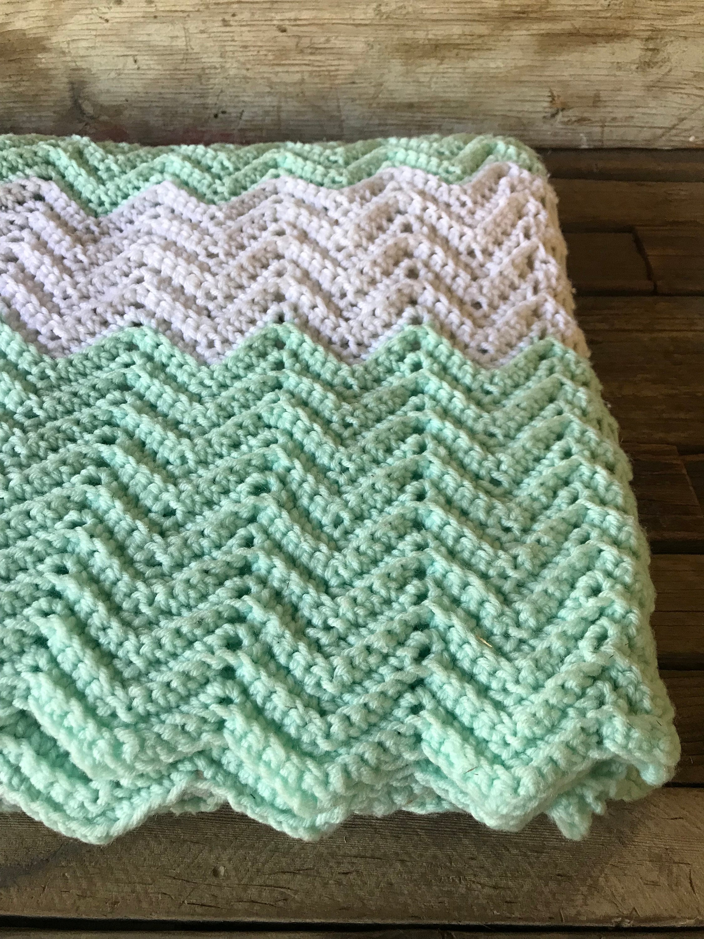 Vintage Mint Green& White Crocheted Afghan Baby Blanket Etsy Canada
