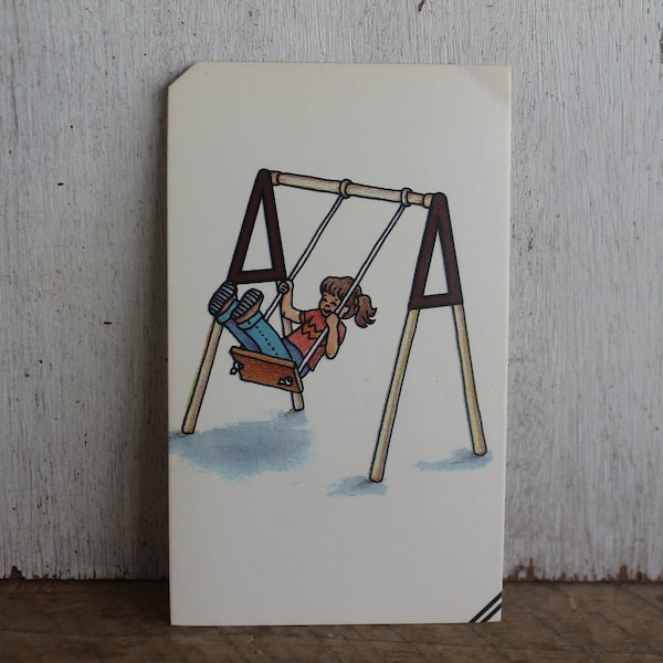 Vintage Flash Card -- Girl on Swing