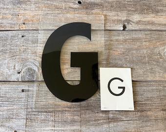 Letra "G" de marquesina industrial vintage, acrílico negro, decoración de pared para galería