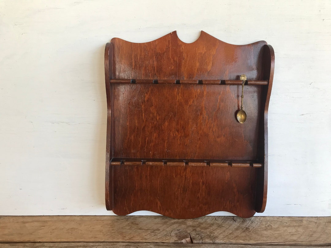 Vintage Wooden Spoon Rack // Display for 14 Spoon Collection // Retro
