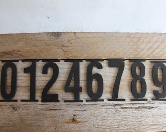 Vintage Black Plastic Sign Number: Mixed Media Junk Art - 4.5" Tall