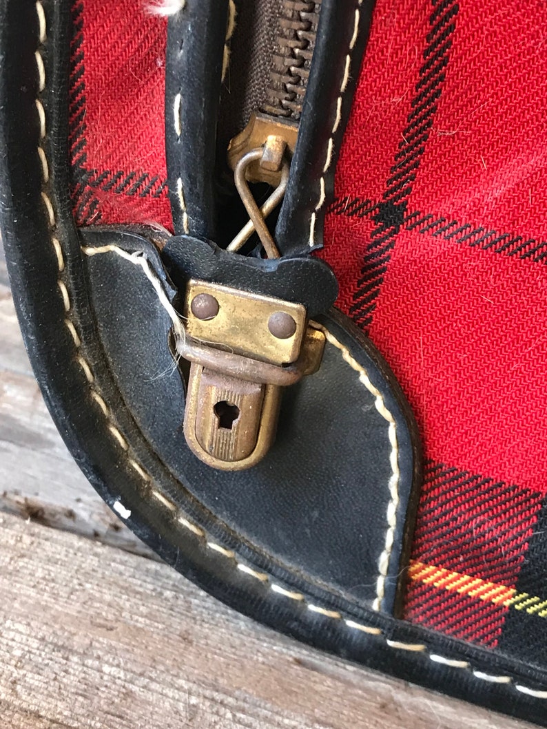 Vintage Red Plaid Suitcase Vintage Luggage Vintage Wedding Vintage Christmas
