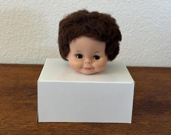 Vintage Doll Head: Adorably Creepy Plastic Girl Doll (3.5" Tall, Marked AE 14)