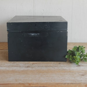 Small Industrial Metal Vintage Filing Box // Address Box