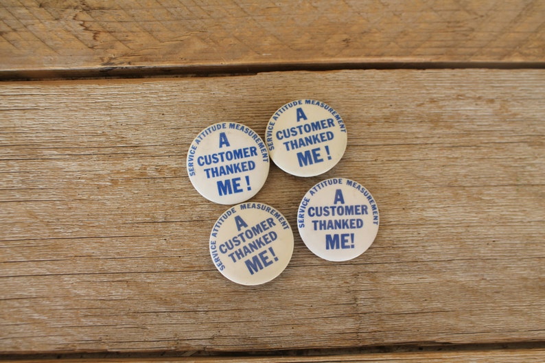 Vintage Customer Service Buttons Set of 4 Vintage Lapel  