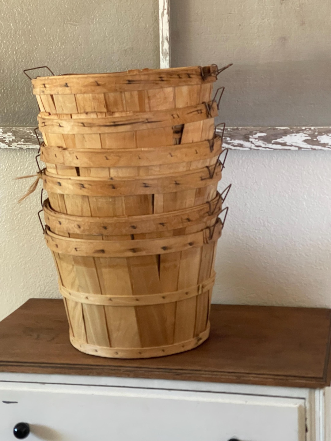 Vintage Apple Bushel Basket // Wood Slat Basket // Rustic Farmhouse - Etsy