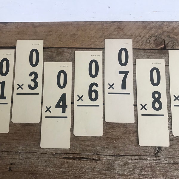 Vintage Multiplication Flash Cards // ZERO // Choose One // Gallery Wall