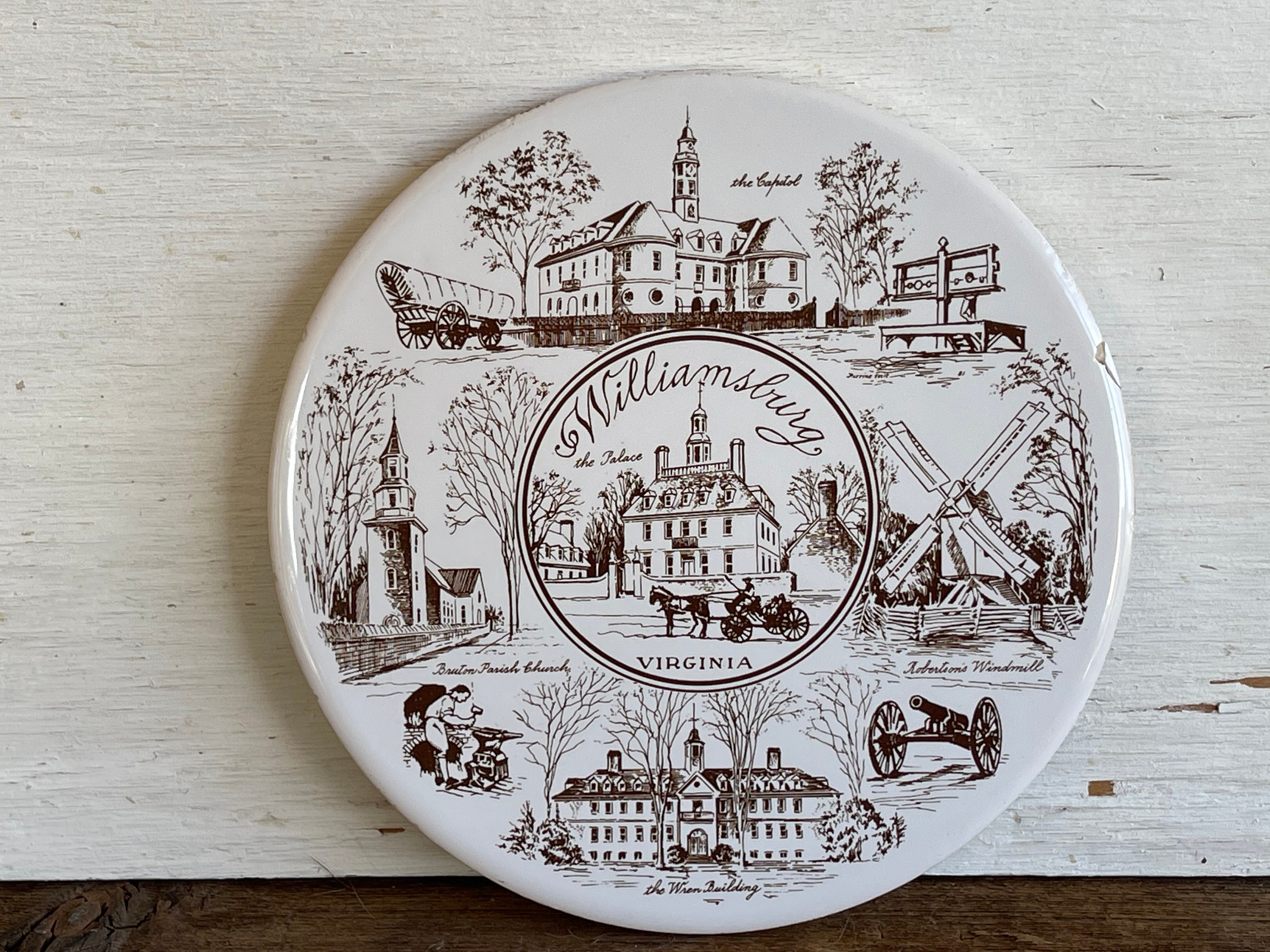 Vintage Williamsburg Virginia Souvenir Trivet Hot Plate Etsy