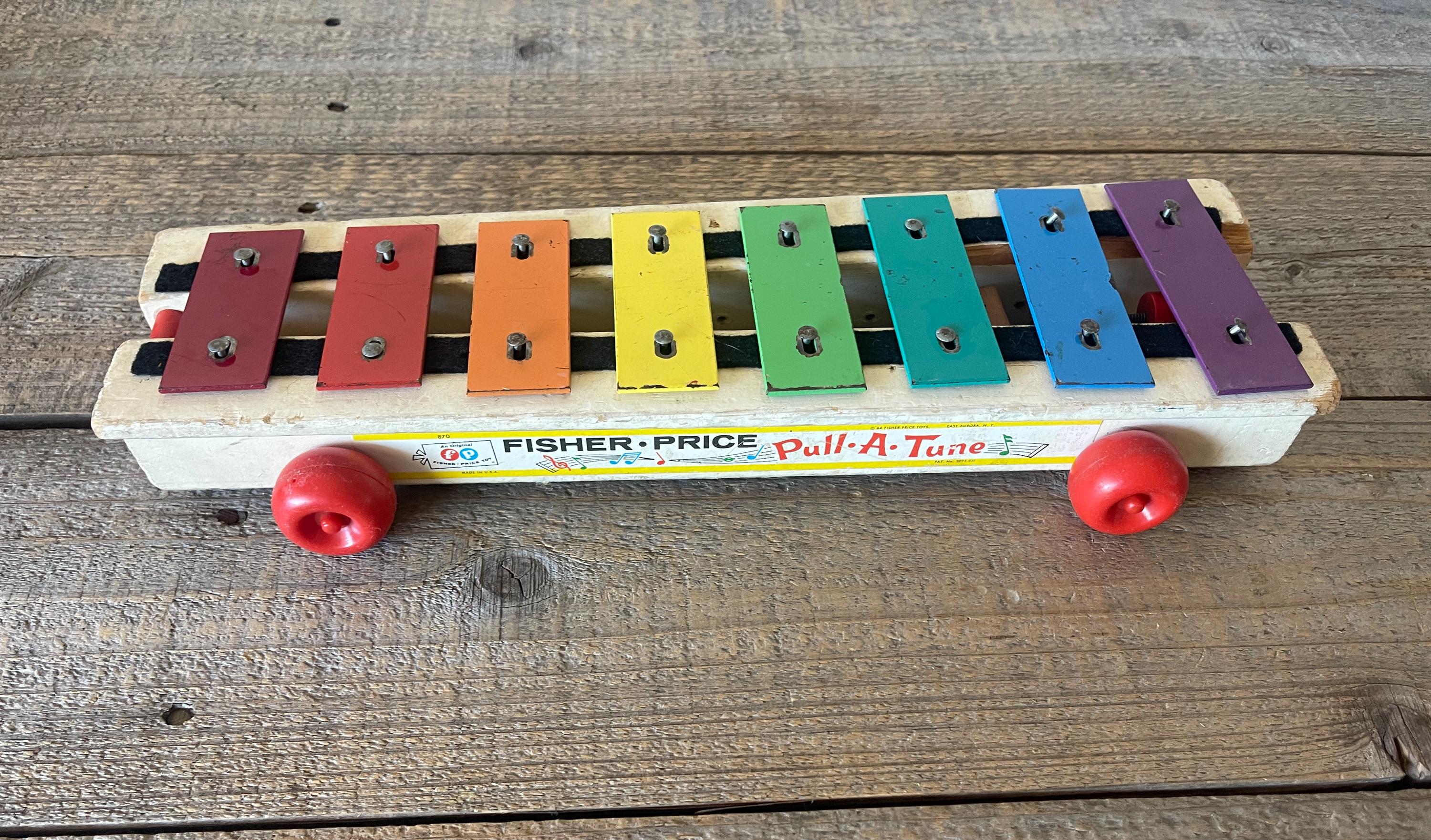 Vintage 1960s Fisher Price Pull-a-tune Xylophone: Colorful Nursery