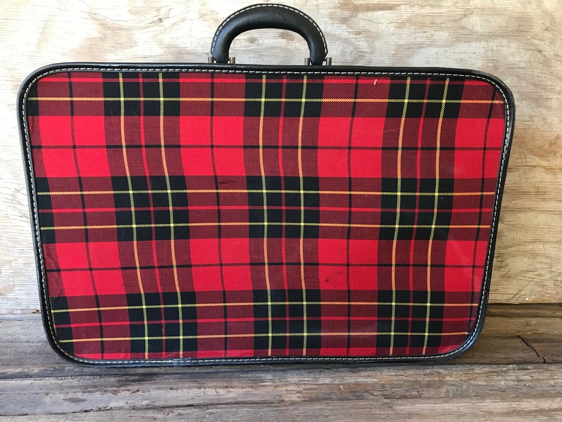 Vintage Red Plaid Suitcase Vintage Luggage Vintage Wedding Vintage Christmas