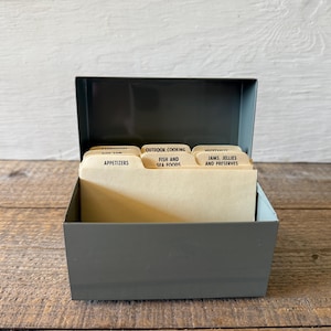 Vintage Metall File Box in Schiefergrau // Rezept-Teiler // Rezept-Box, Aufbewahrung, Organisation