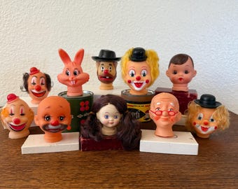 Vintage Creepy Doll Head: Halloween Decor - Plastic (3-4" Tall) - Sold Individually