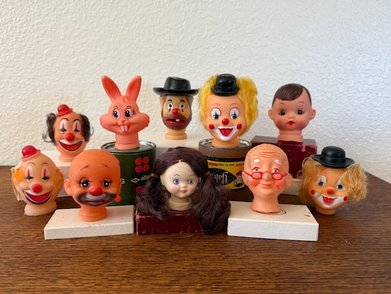 Vintage Creepy Doll Head: Halloween Decor - Plastic (3-4" Tall) - Sold Individually
