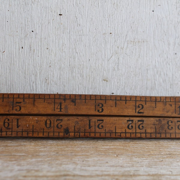 Vintage Stanley Warranted Boxwood Folding Ruler  // No. 268 //  Made in U.S.A. // Boxwood & Brass