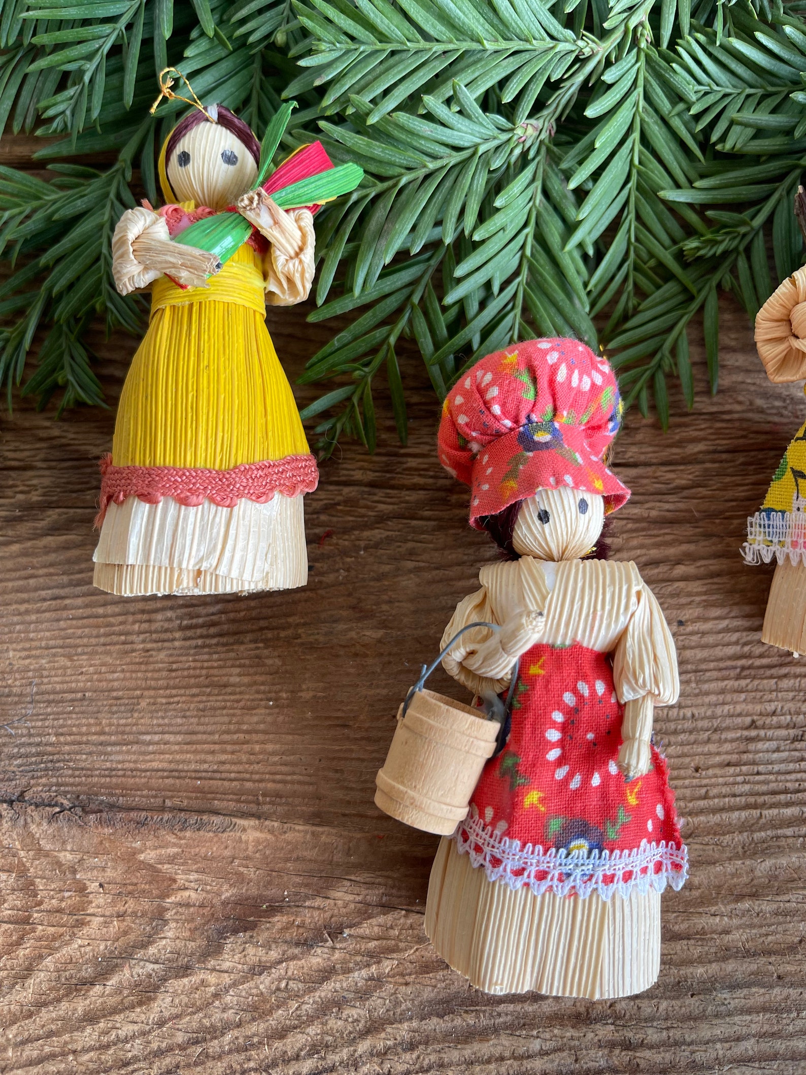 Vintage Corn Husk Doll Ornaments // You Choose // Husk People Etsy