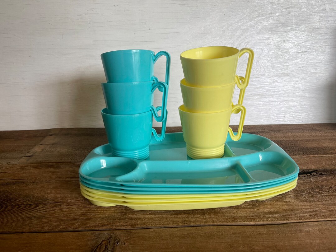 Vintage Mid Century Picnic Sets // You Choose // Turquoise Blue or