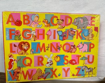 Zabytkowa układanka Springbok „Alphabet Fun” // Układanka 48 elementów // Karty Hallmark