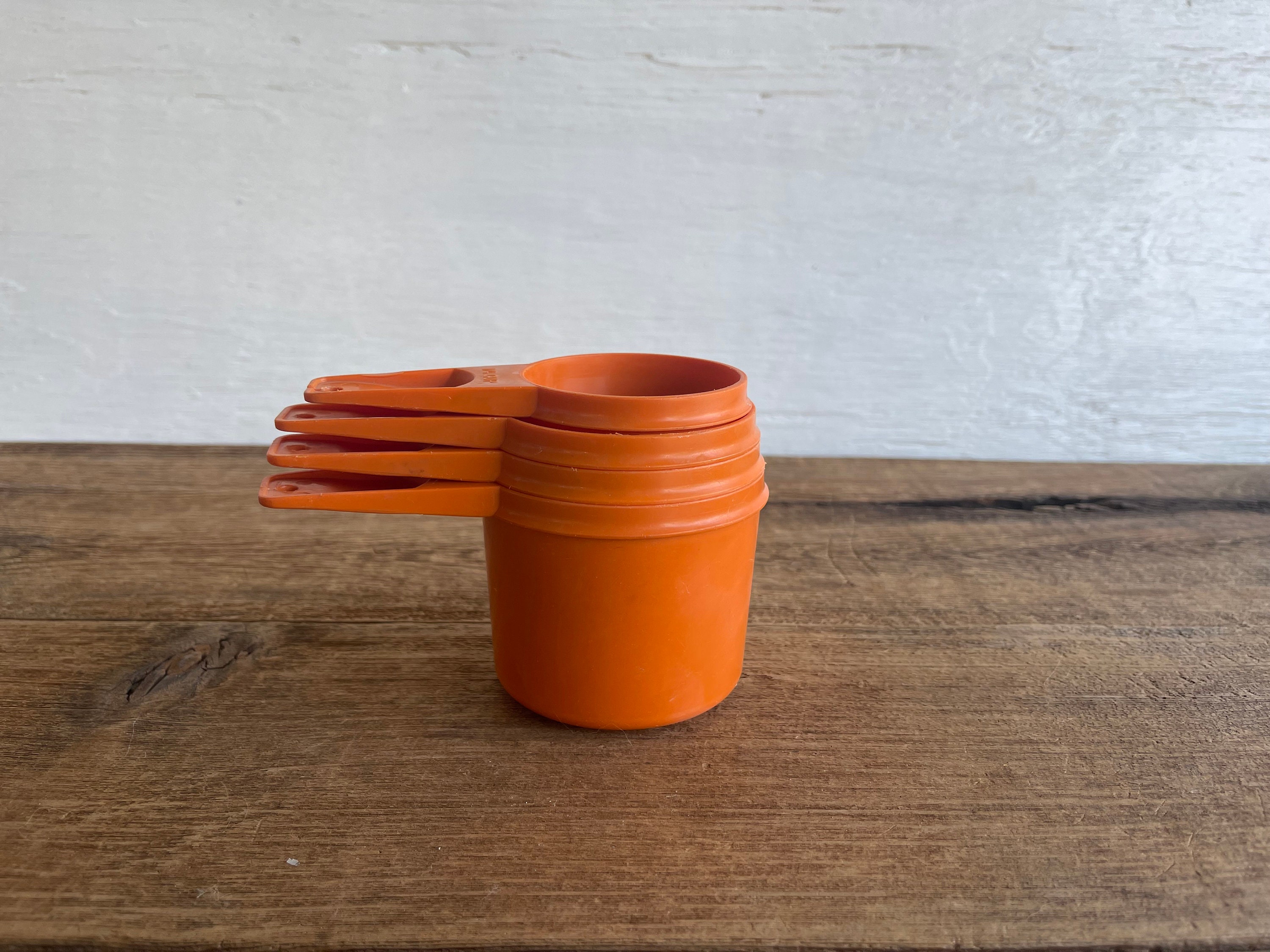 Vintage Tupperware, 70S Home Decor, Plastic Orange Measuring Cups