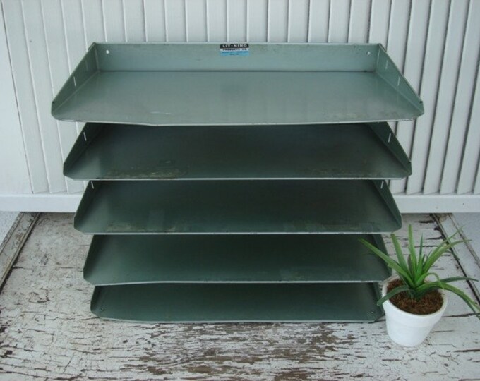 VINTAGE Industrial Metal Stacking Trays Etsy
