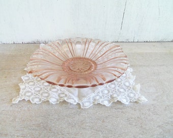 Vintage Peach Carnival Glass Candy Dish // Collectible Glass // Ornate Pattern // Great Condition
