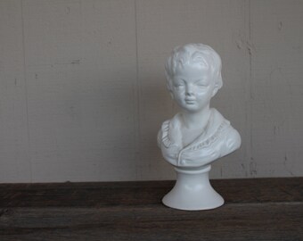 Vintage White Ceramic Boy Bust, Made in Japan, Napco
