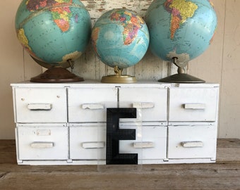 Vintage Industrial Marquee Letter E: Black Acrylic Sign (10 inch)