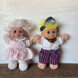 You Choose Vintage Russ Troll Doll // Soft Body // 12&quot; Tall // White Hair Pink Dress // Yellow Hair Pirate Clothes