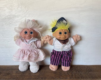 You Choose Vintage Russ Troll Doll // Soft Body // 12&quot; Tall // White Hair Pink Dress // Yellow Hair Pirate Clothes