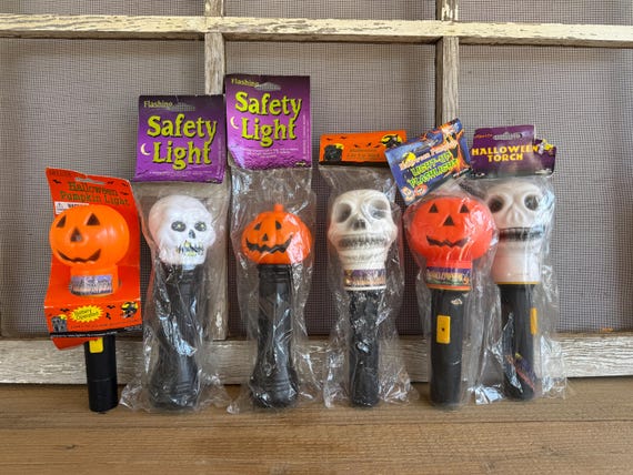 Vintage Blow Mold Halloween Safety Lights // Sold Individually // Pumpkin, Skeleton or Mummy