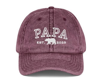 Vintage PAPA BEAR Embroidered Baseball Cap - Dad Gift