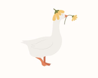Goose with Flower Hat SVG: Silly Easter Goose PNG (Digital Download)