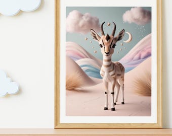 Antelope Nursery Art Print: Boho Animal Illustration (Digital Download)