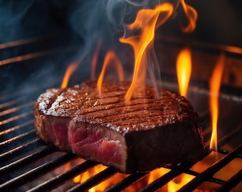 Impresión digital de filete a la parrilla chisporroteante
